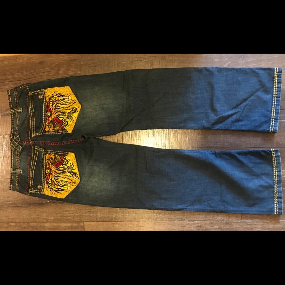Royalty Culture Jean Tiger Embroidered Waist 34